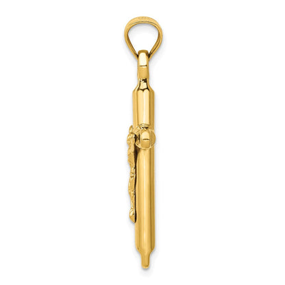 14K Gelbgold Hohl Kruzifix Anhänger