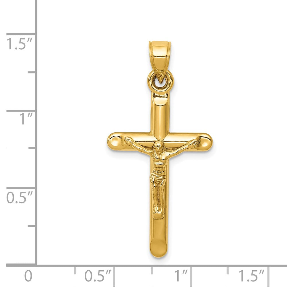 14K Gelbgold Hohl Kruzifix Anhänger