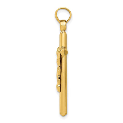 14K Gelbgold Hohl Kruzifix Anhänger