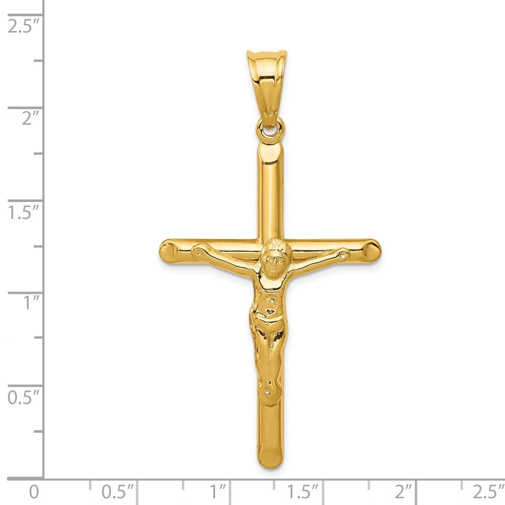 14K Gelbgold Poliert Hohl Kruzifix Anhänger