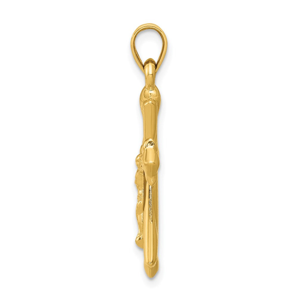 14K Gelbgold Wendbar Kruzifix Anhänger