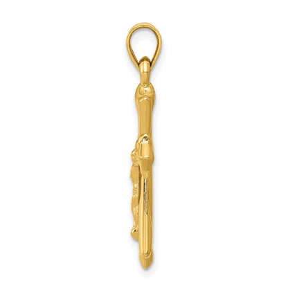 14K Gelbgold Wendbar Kruzifix Anhänger