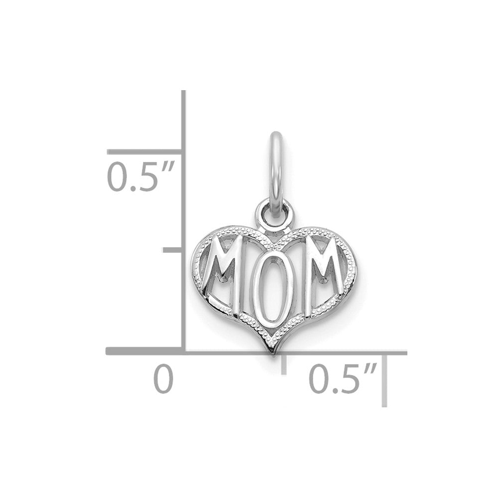 14K Weißgold Mama Herz Charm