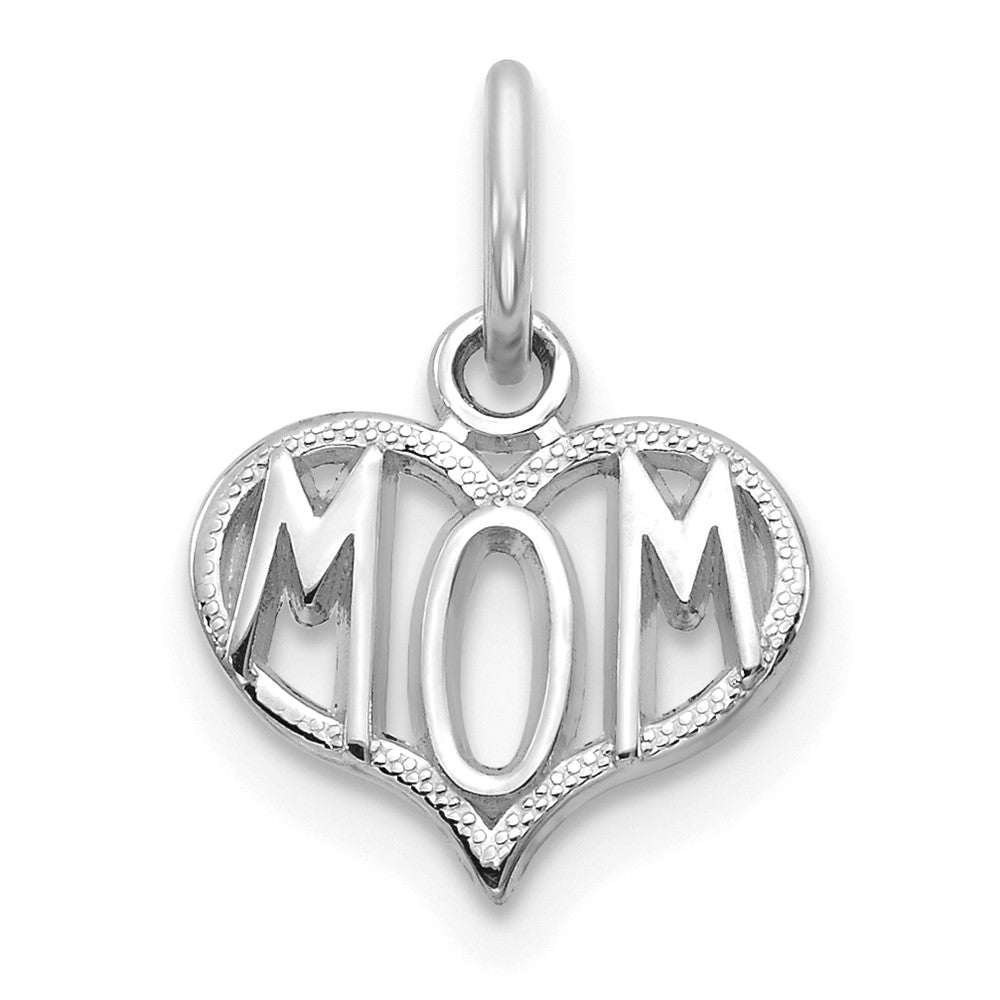14K Weißgold Mama Herz Charm