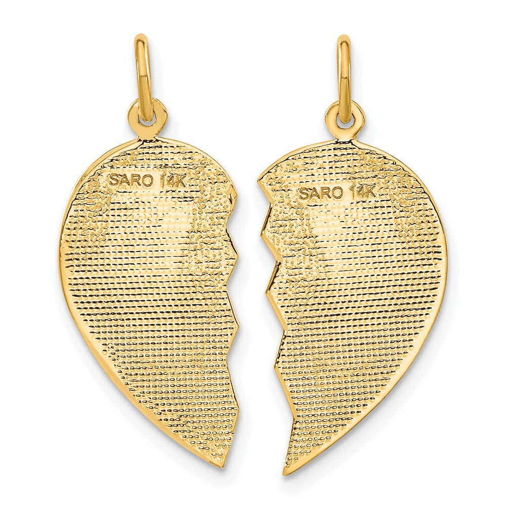 14K Gelbgold BESTE FREUNDIN Diamant-geschliffener 2-teiliger Charm