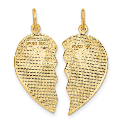 14K Gelbgold BESTE FREUNDIN Diamant-geschliffener 2-teiliger Charm