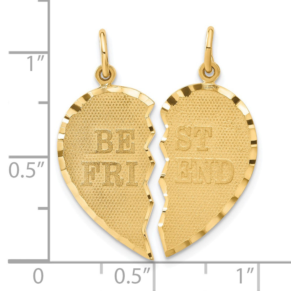 14K Gelbgold BESTE FREUNDIN Diamant-geschliffener 2-teiliger Charm