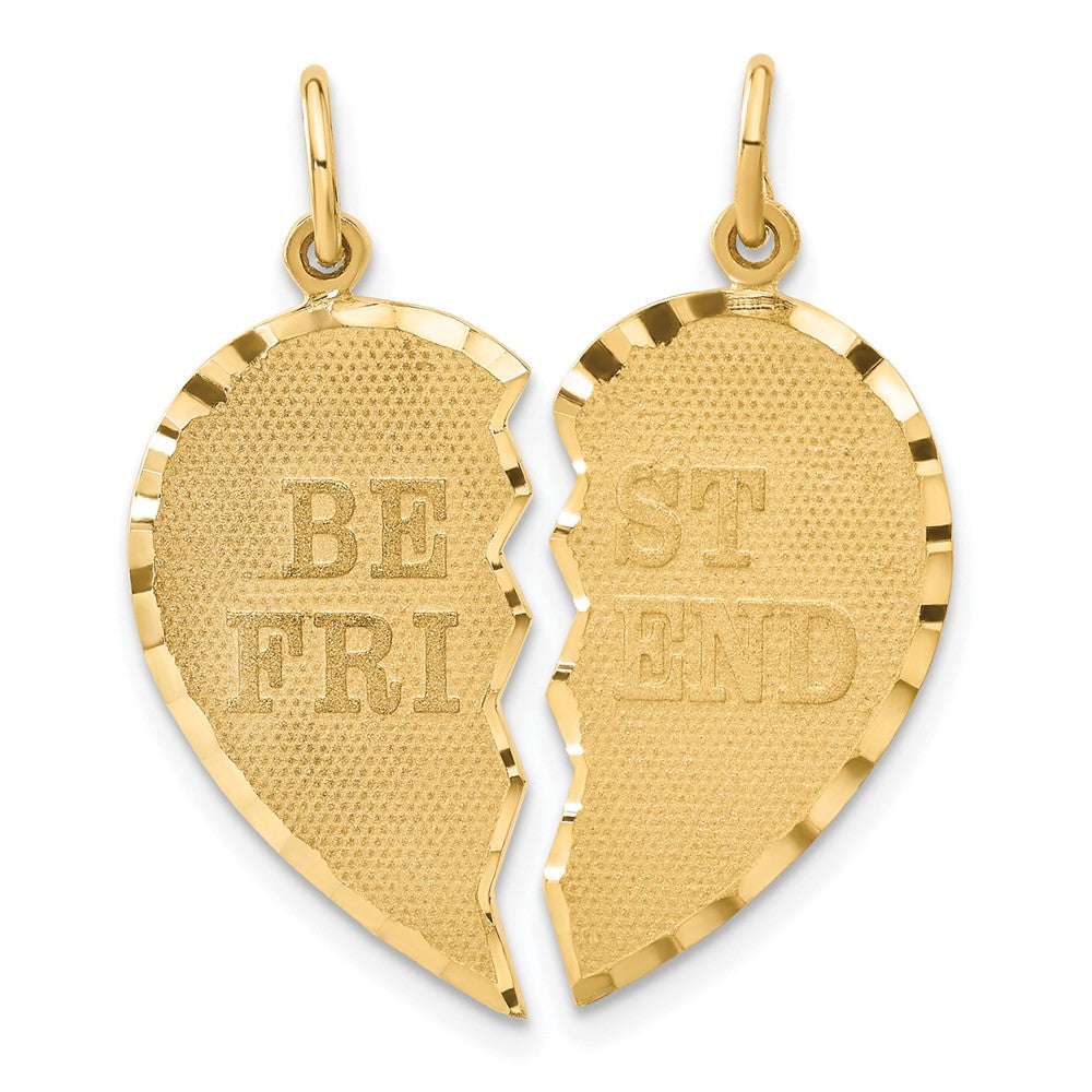 14K Gelbgold BESTE FREUNDIN Diamant-geschliffener 2-teiliger Charm
