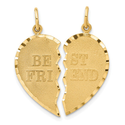 14K Gelbgold BESTE FREUNDIN Diamant-geschliffener 2-teiliger Charm