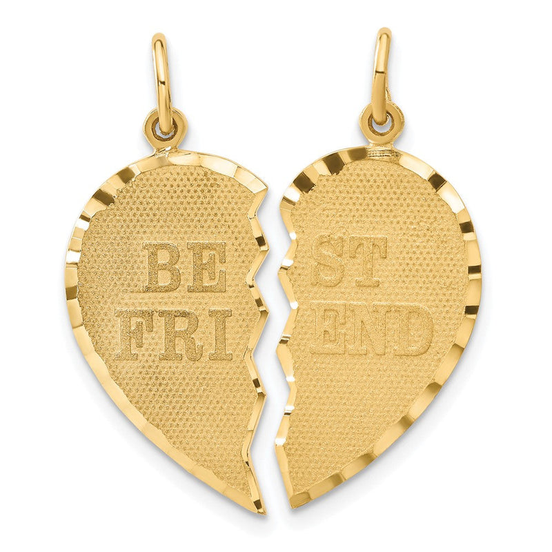 14K Gelbgold BESTE FREUNDIN Diamant-geschliffener 2-teiliger Charm