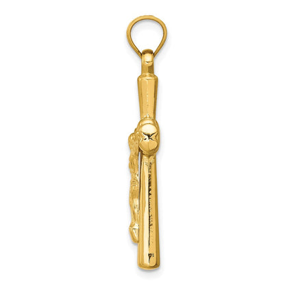 14K Gelbgold Wendbar Kruzifix Anhänger