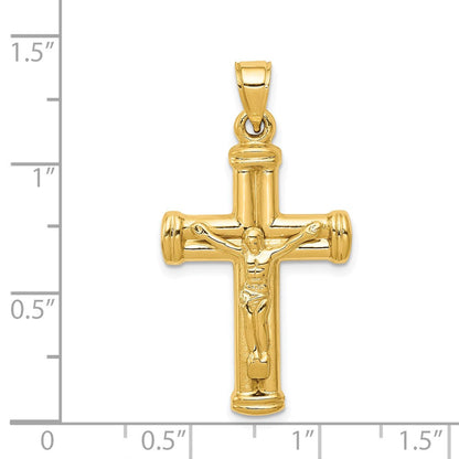 14K Gelbgold Wendbarer Kruzifix-Anhänger