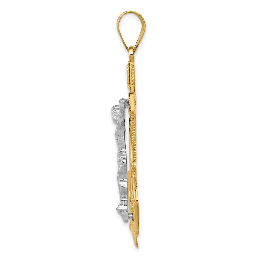 14K Bicolor-Gold Diamantierter Marinerkreuz-Anhänger