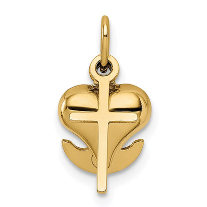 14K Gelbgold 3d Glaube, Hoffnung und Charity Charm