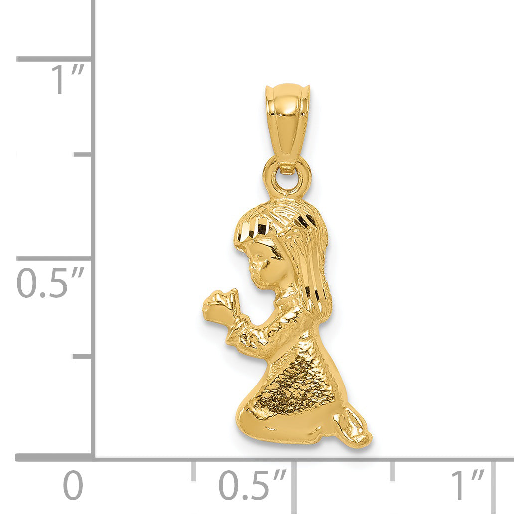 14K Gelbgold Betend Mädchen Anhänger