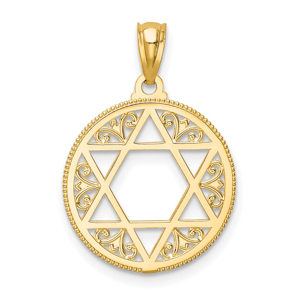 14K Gelbgold Filigran Stern Of David Anhänger