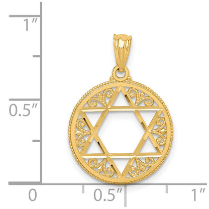 14K Gelbgold Filigran Stern Of David Anhänger