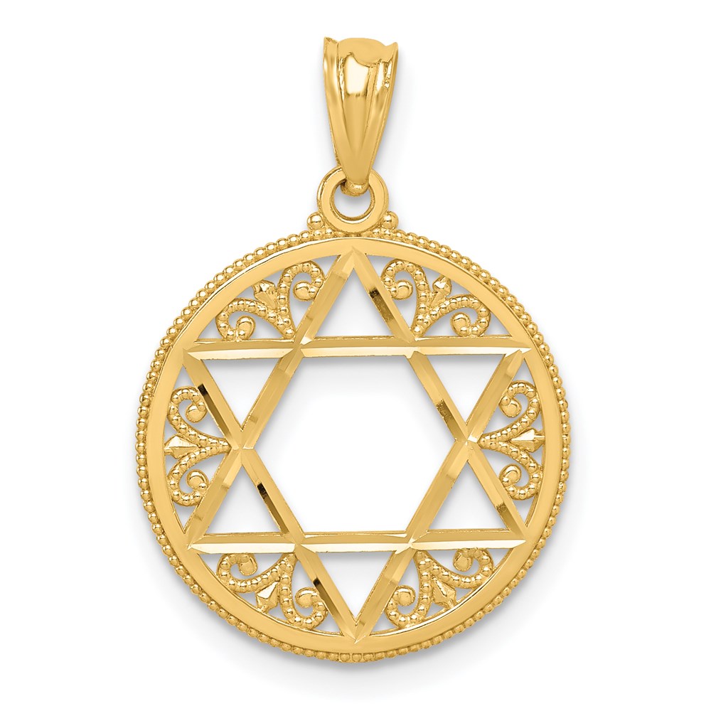 14K Gelbgold Filigran Stern Of David Anhänger