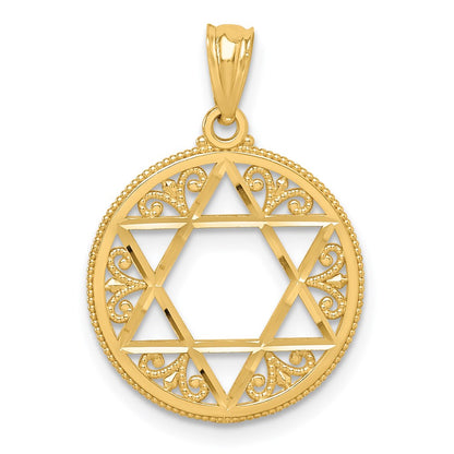 14K Gelbgold Filigran Stern Of David Anhänger