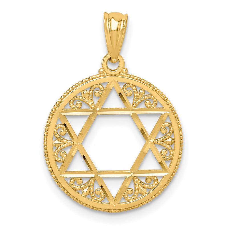 14K Gelbgold Filigran Stern Of David Anhänger