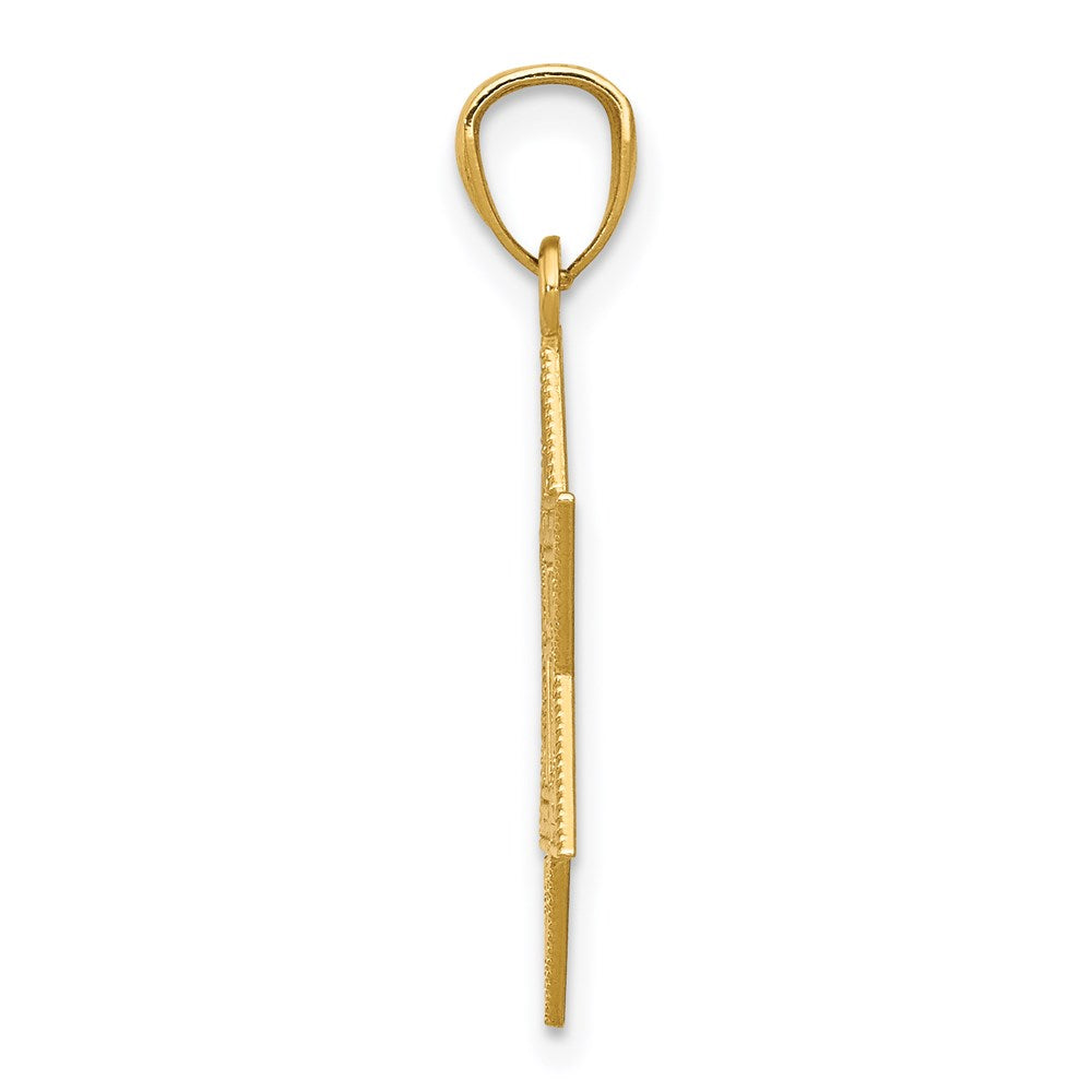 14K Gelbgold Diamantiert Stern Of David mit Kreuz Anhänger