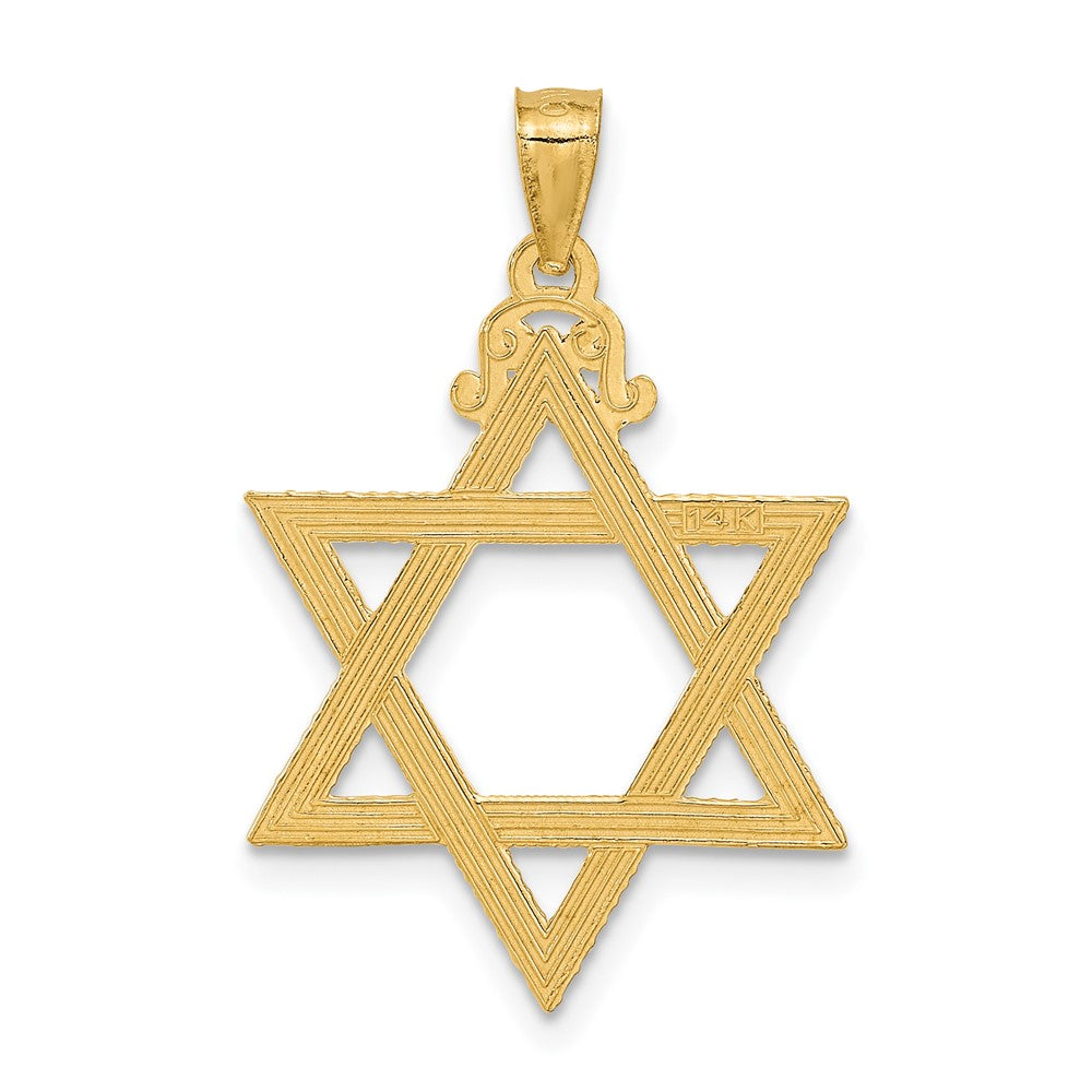 14K Gelbgold Davidstern-Anhänger, diamantiert
