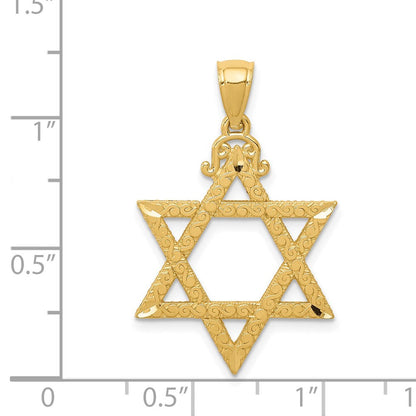 14K Gelbgold Davidstern-Anhänger, diamantiert