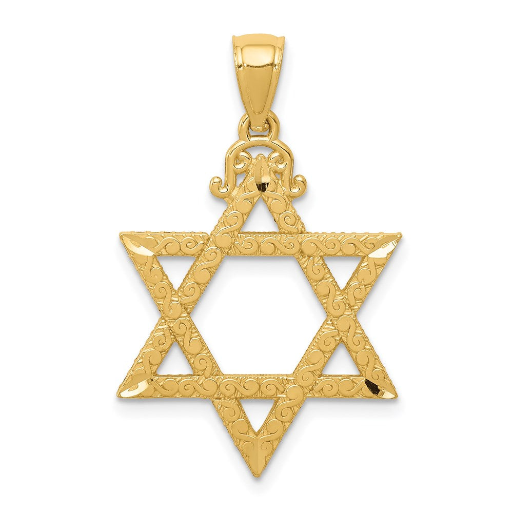 14K Gelbgold Davidstern-Anhänger, diamantiert