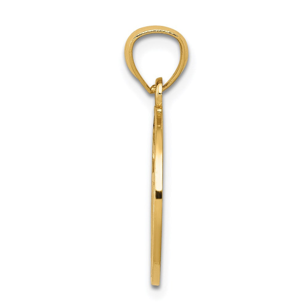 14K Gelbgold Filigran Kreis Chai Anhänger