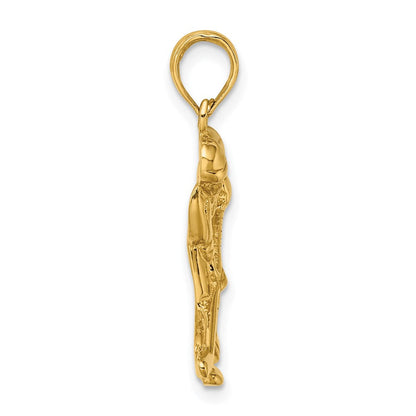14K Gelbgold Charm Eishockeyspieler mit Schläger und Puck