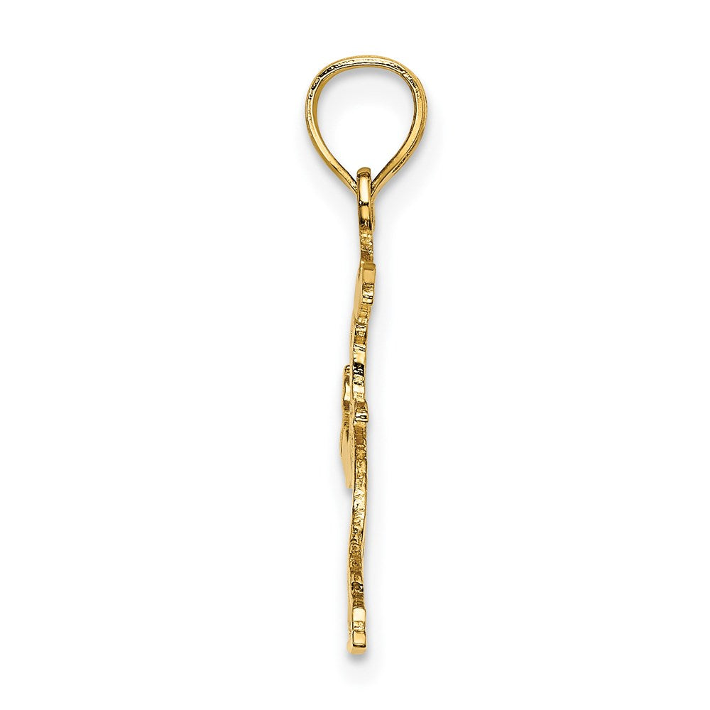 14K Gelbgold Eis Skater Springend Charm