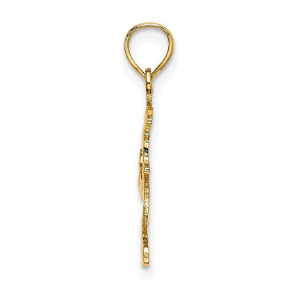 14K Gelbgold Eis Skater Springend Charm