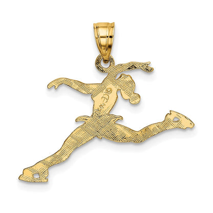 14K Gelbgold Eis Skater Springend Charm