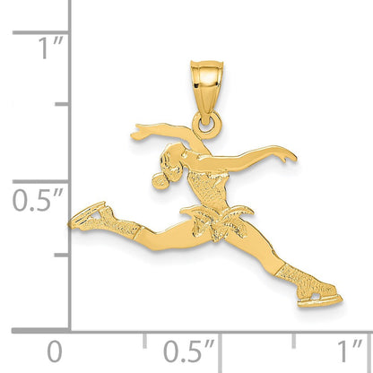14K Gelbgold Eis Skater Springend Charm