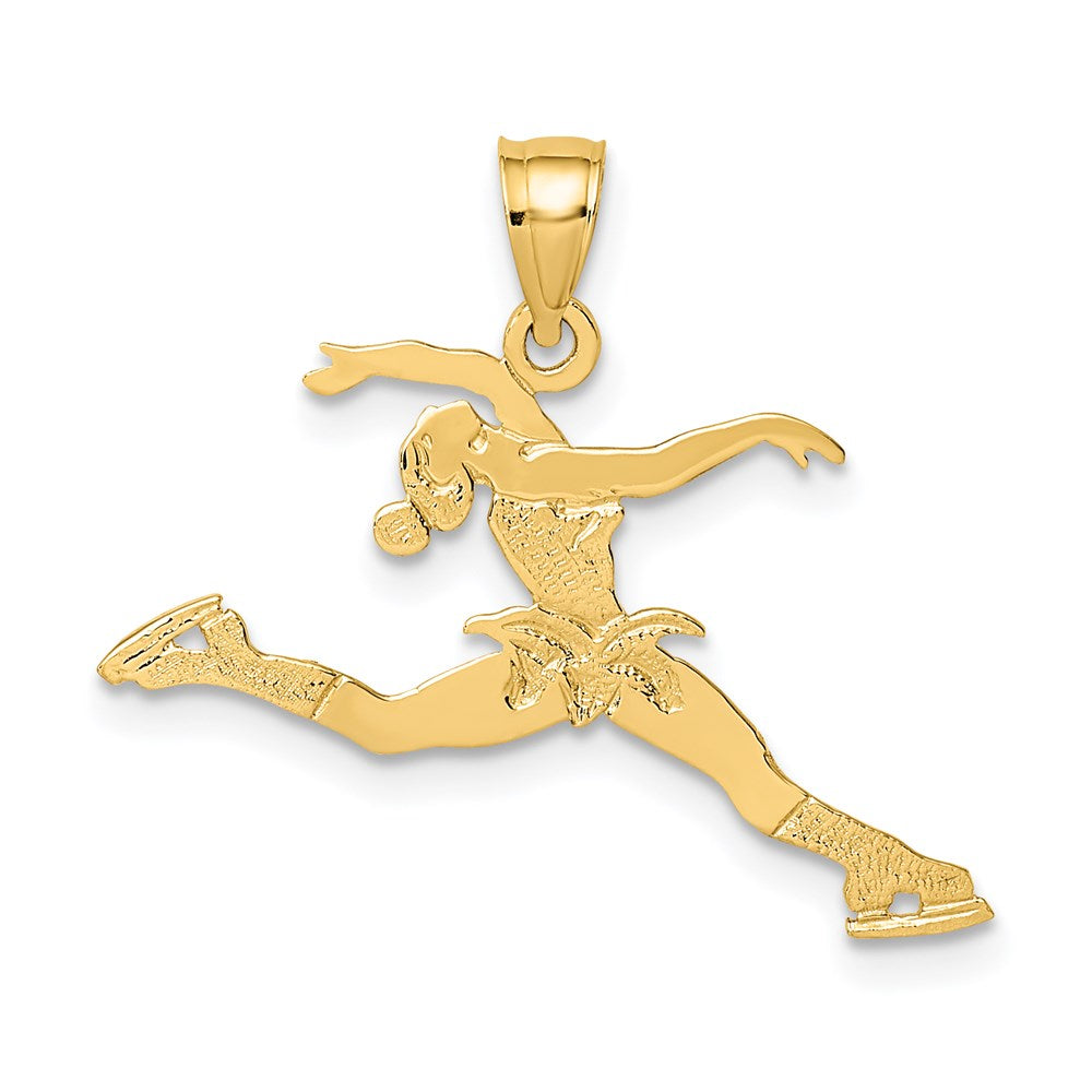 14K Gelbgold Eis Skater Springend Charm