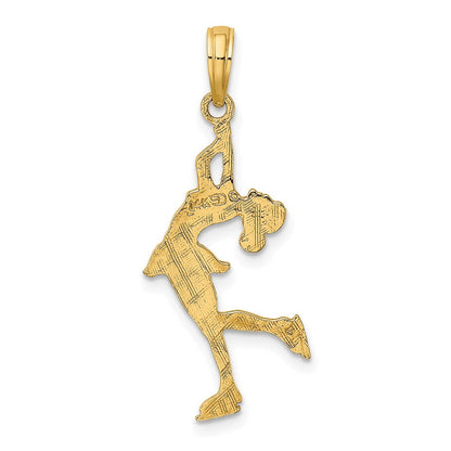 14K Gelbgold Eis Skater Turning Charm