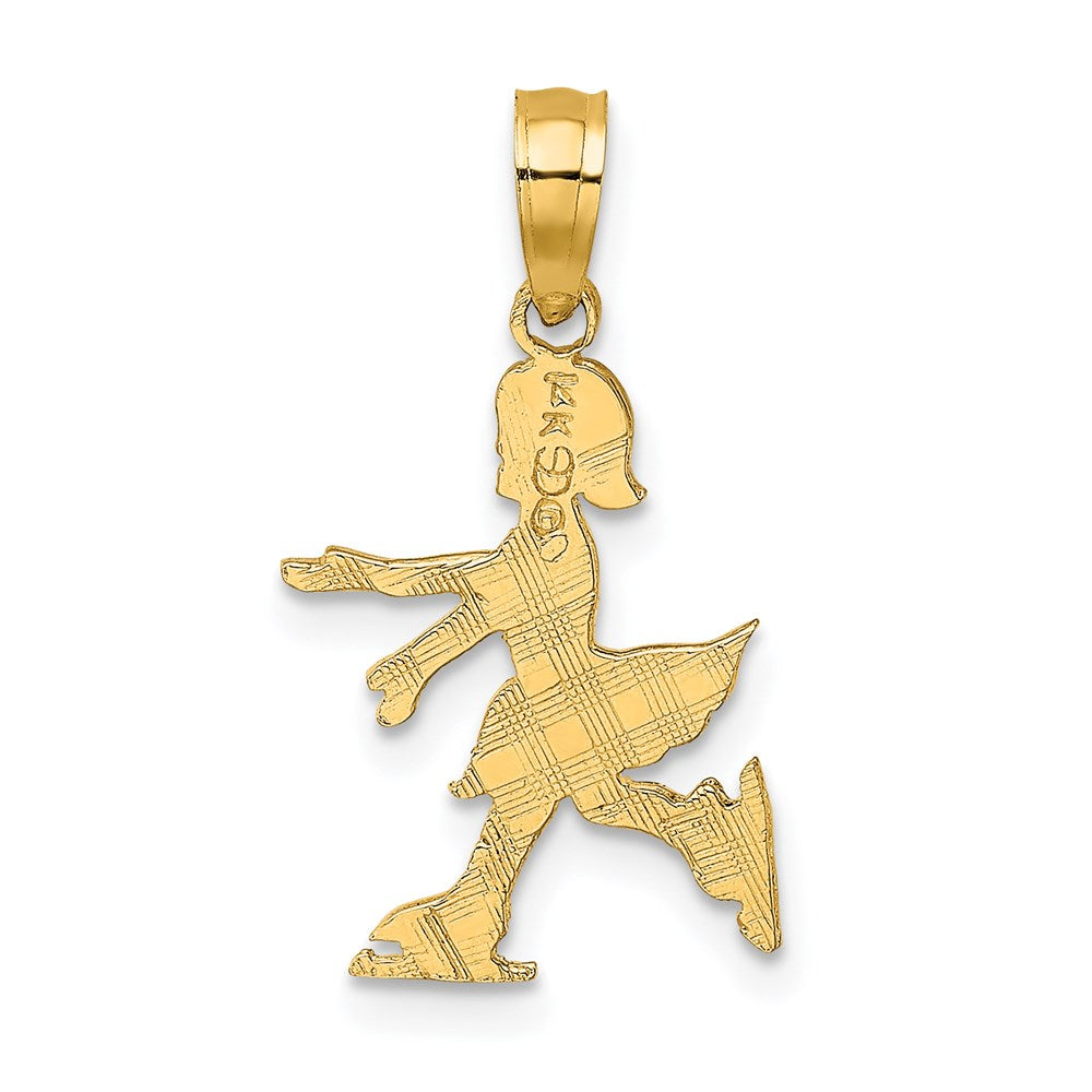 14K Gelbgold Kind Eis Skater Charm