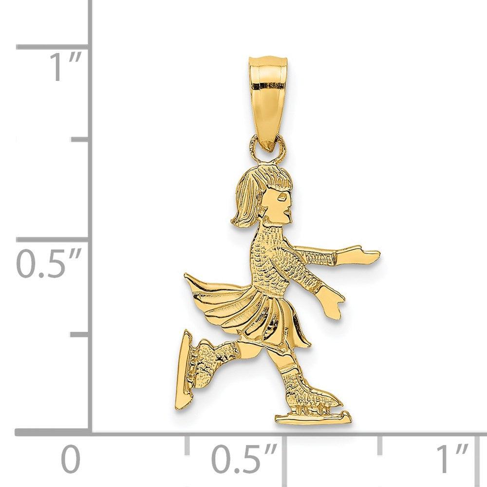 14K Gelbgold Kind Eis Skater Charm