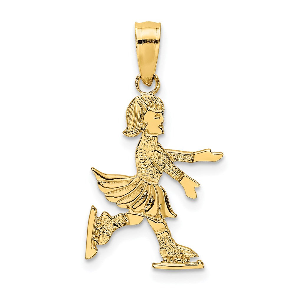 14K Gelbgold Kind Eis Skater Charm