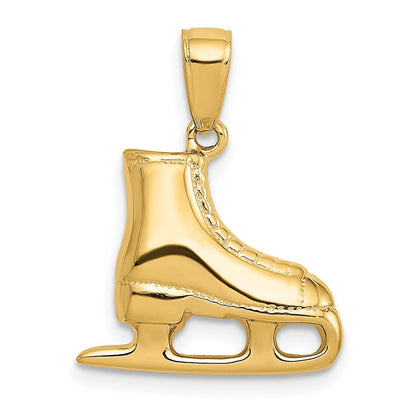 14K Gelbgold 3-D Schlittschuh-Stiefel-Anhänger