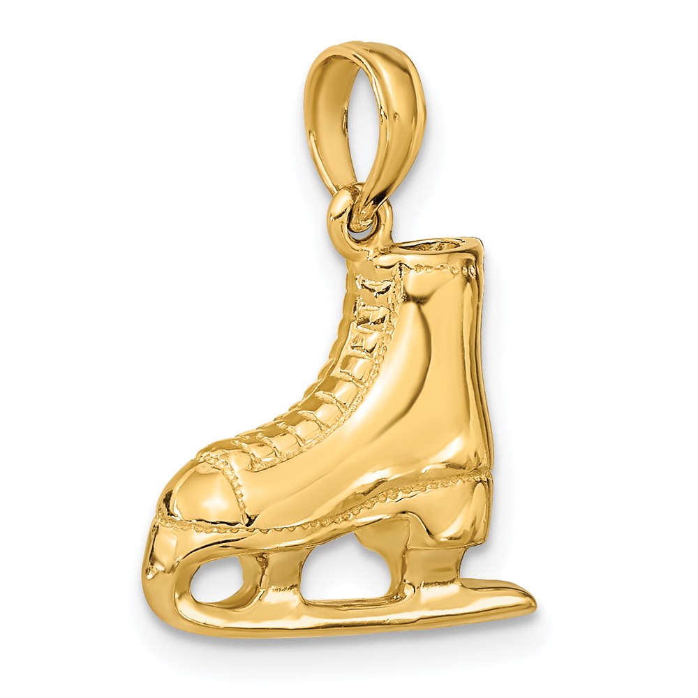14K Gelbgold 3-D Schlittschuh-Stiefel-Anhänger