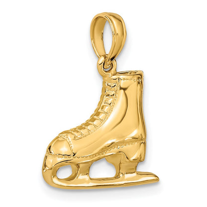 14K Gelbgold 3-D Schlittschuh-Stiefel-Anhänger