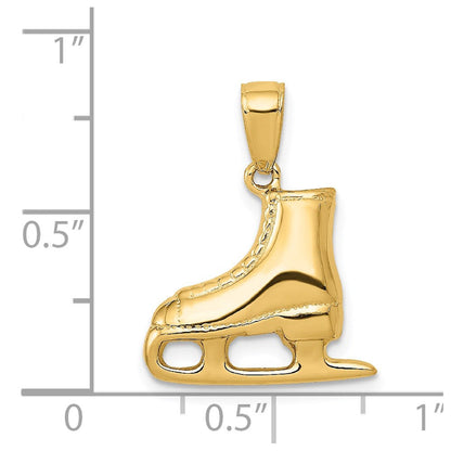 14K Gelbgold 3-D Schlittschuh-Stiefel-Anhänger