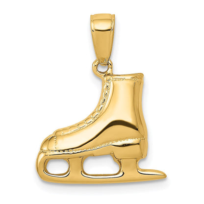 14K Gelbgold 3-D Schlittschuh-Stiefel-Anhänger