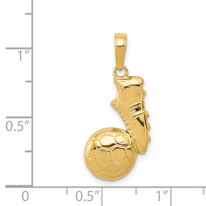14K Gelbgold Fußball- und Schuh-Anhänger