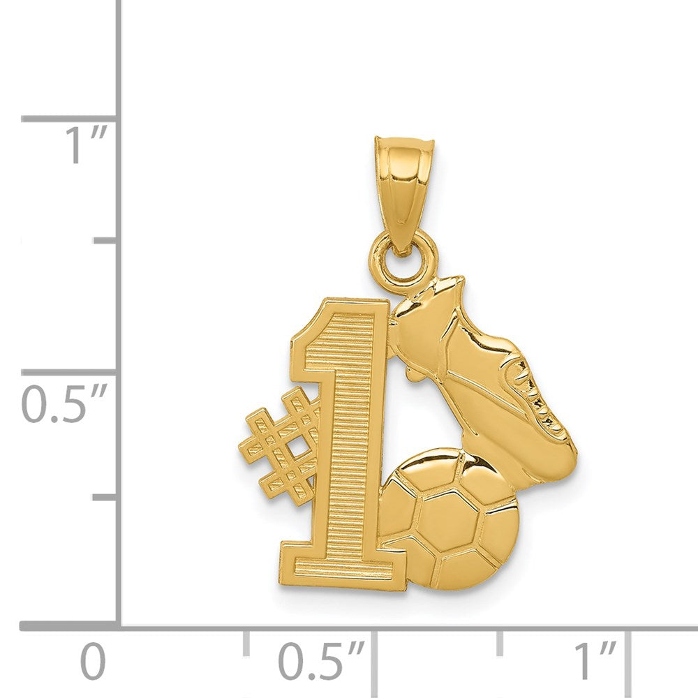 14K Gelbgold #1 Fußball Kugel mit Cleats Anhänger