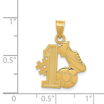 14K Gelbgold #1 Fußball Kugel mit Cleats Anhänger