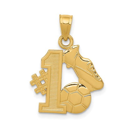 14K Gelbgold #1 Fußball Kugel mit Cleats Anhänger