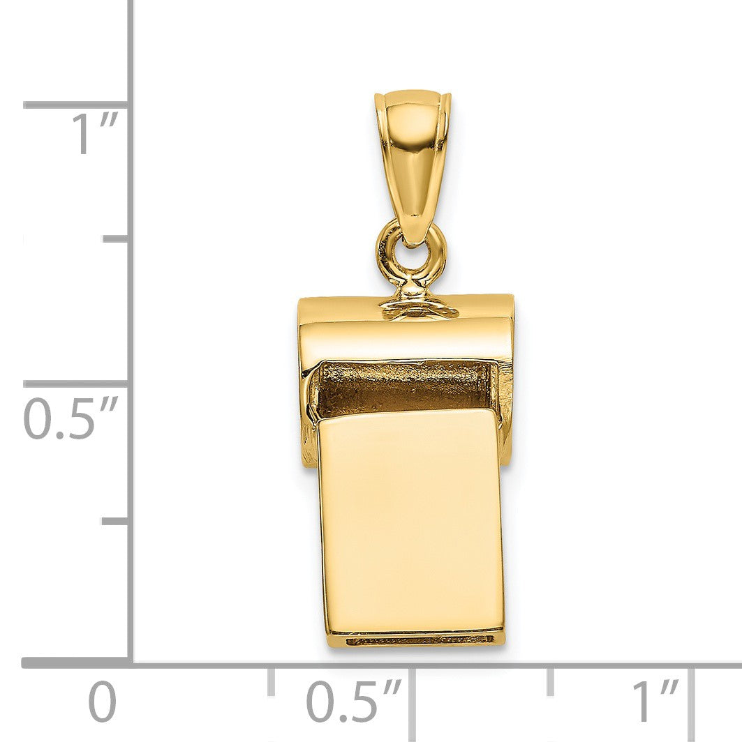 14K Gelbgold 3-D Trillerpfeifen-Charm