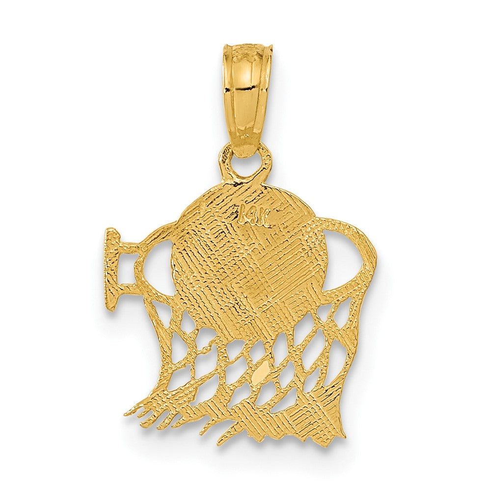 14K Gelbgold Basketball in Net Anhänger